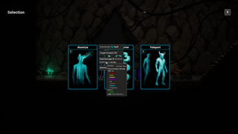 A card reward selection screen with tooltip-heavy spell information.